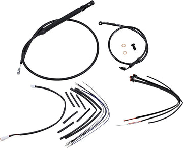 Harley Davidson Softail Street Bob FXBB [Marque Burly] – Kit complet de câbles/lignes de guidon en vinyle noir pour cintres Ape