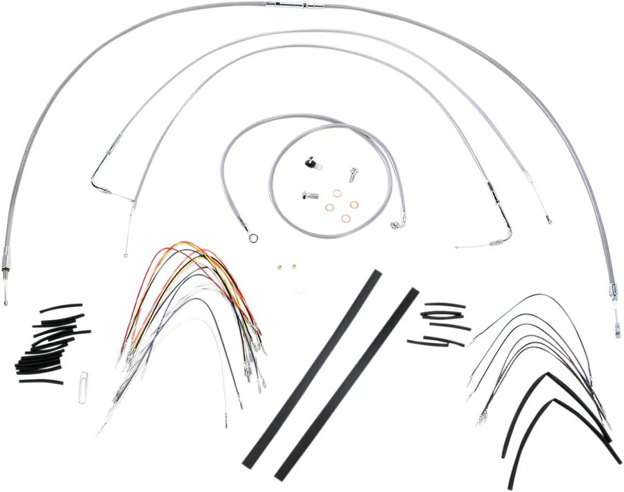 Harley Davidson Fxst [BURLY BRAND] - Kit completo cavo manubrio/linea freno intrecciato in acciaio inossidabile