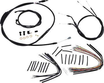 Harley Davidson FXDWG [BURLY BRAND] - Kit complet de câbles/lignes de guidon en vinyle noir pour cintres Ape