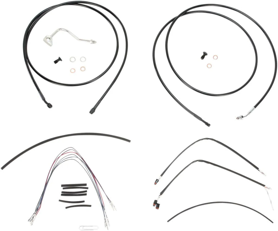harley-davidson ultra limited [BURLY BRAND] – Komplettes schwarzes Vinyl-Lenkerzug-/Leitungskit für Ape Hangers