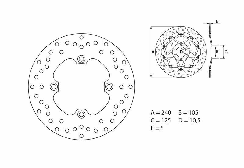 Honda XL 650 [BREMBO] - Disque de frein rigide rond Série Oro