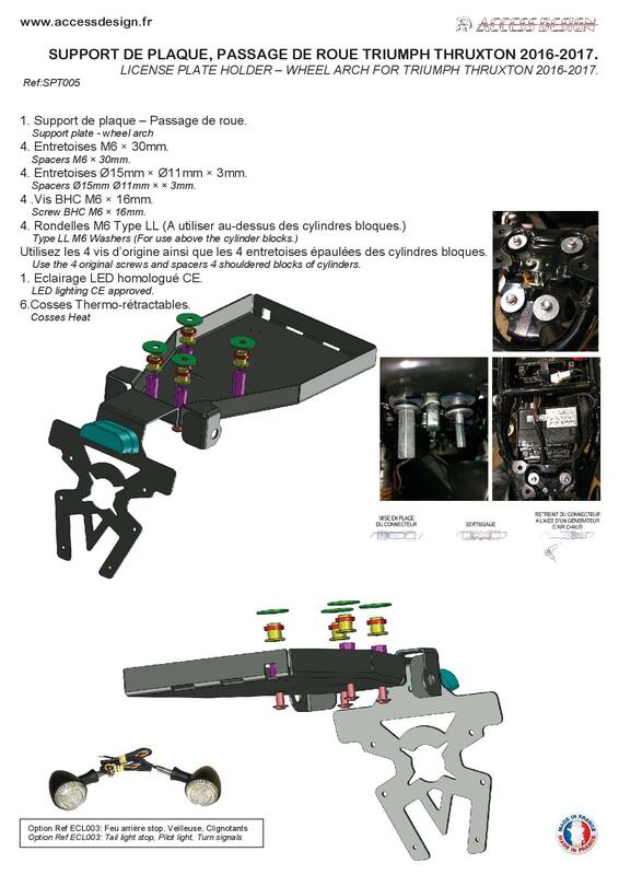 Triumph Thruxton 1200 [ACCESS DESIGN] - support de plaque d'immatriculation passage de roue noir Triumph Thruxton 1200