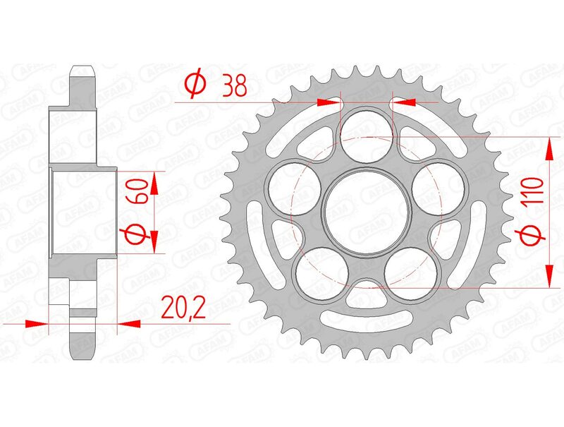 Ducati Hypermotard 1100 [AFAM] - Kettenrad Stahl Standard - 525