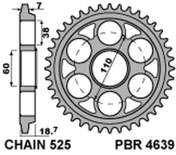 Ducati Monster 1200 [PBR] - Corona in alluminio rinforzata - 525