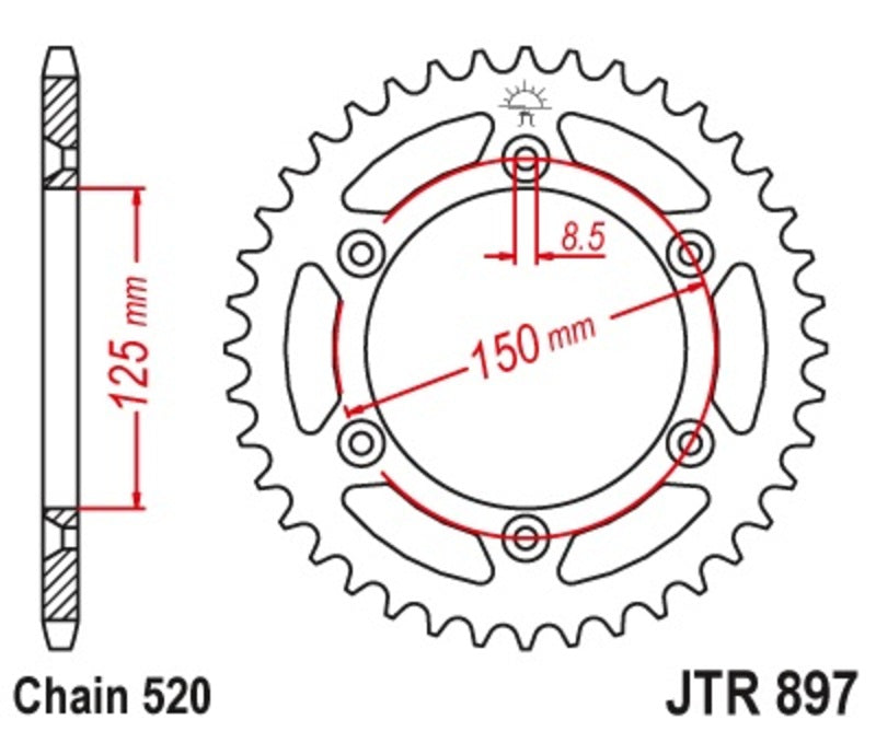 CFMoto 800 MT CF800-7 [JT SPROCKETS] - Standard Stahlritzel hinten