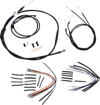 Harley Davidson Fxdwg [BURLY BRAND] – Komplettes schwarzes Vinyl-Lenkerzug/-Leitungsset für Ape Hanger