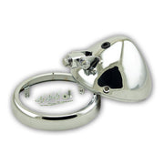 Headlight housing 5-3/4" "Bullet" - 5-3/4", M10 bottom, bullet, chrome, housing + ring + screws + brackets