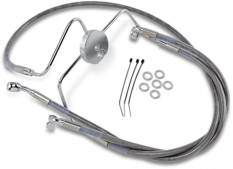 harley davidson flhri [DRAG SPECIALTIES] - Kit conduites de frein inox en version allongée
