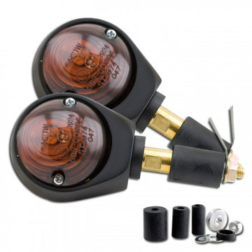 Triumph Bonneville T100 – Ochsenauge Halogen-Lenkerendenblinker Mattschwarz für Universal-Umbau