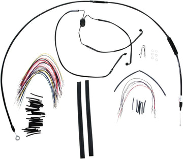 Harley Davidson FLHTC [BURLY BRAND] - Kit completo di cavi/linee manubrio in vinile nero per Ape Hanger