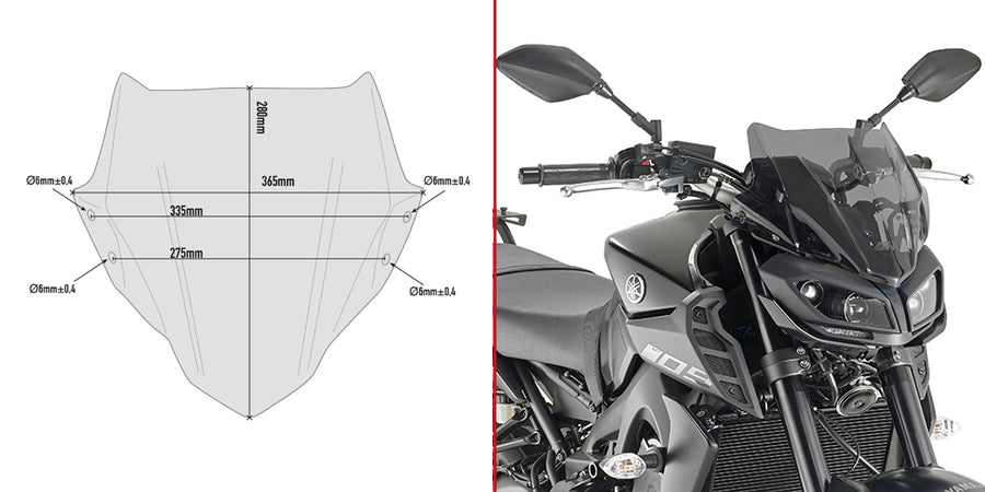 YAMAHA MT 09 MT 09 SP MT 09 TRACER [2017-2020] - Parabrezza specifico