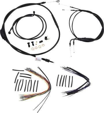 harley davidson flst [BURLY BRAND] - Complete Black Vinyl Handlebar Cable/Line Kit for Ape Hanger - 0