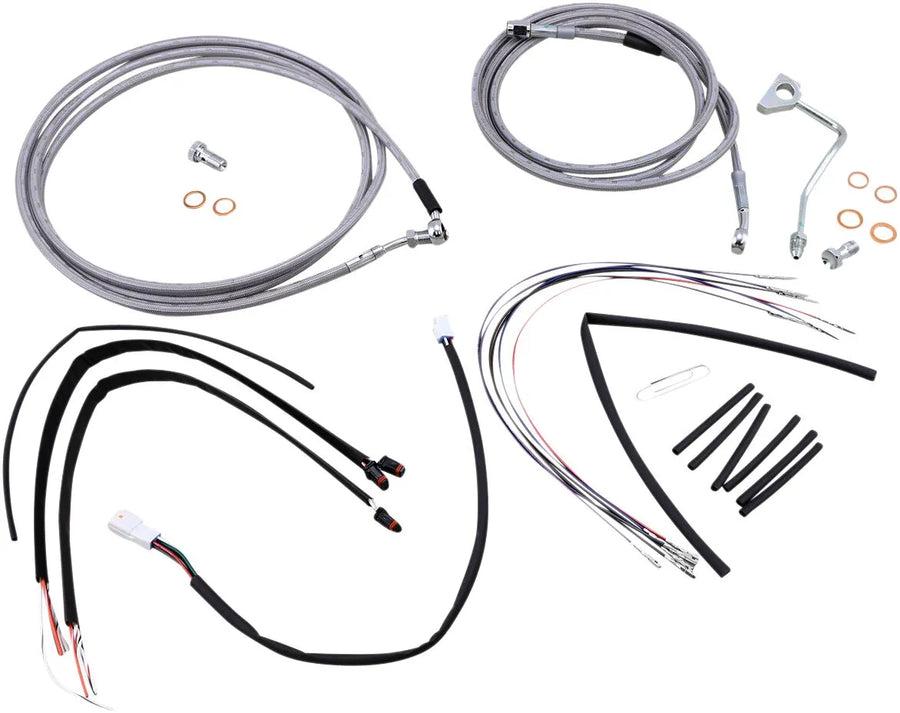 harley davidson fltruse [BURLY BRAND] - Complete stainless steel handlebar cable/brake line kit