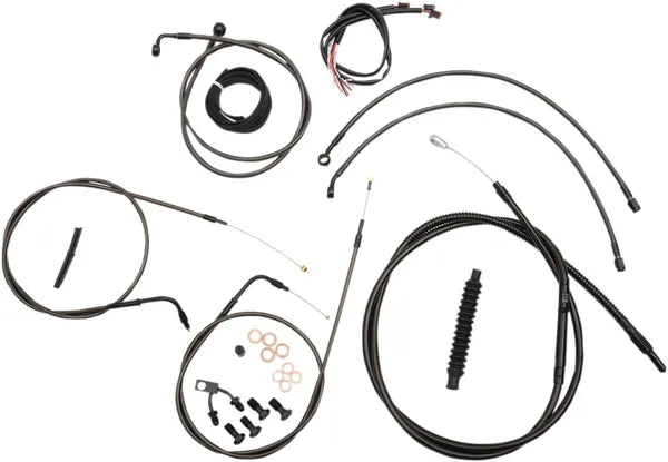 Harley Davidson Fxsb [LA CHOPPERS] – Komplettes Midnight geflochtenes Lenkerzug-/Bremsleitungs-Kit
