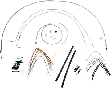 harley davidson flst [BURLY BRAND] - Complete stainless steel handlebar cable/brake line kit
