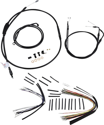 Harley Davidson FLSTC [BURLY BRAND] - Kit completo di cavi/linee manubrio in vinile nero per Ape Hanger - 0
