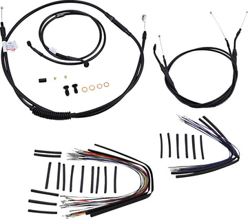 harley-davidson street bob [BURLY BRAND] - Complete Black Vinyl Handlebar Cable/Line Kit for Ape Hangers