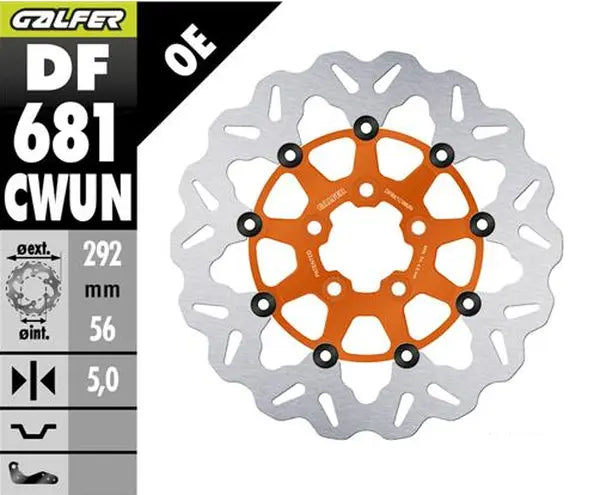 Harley-Davidson XL 883 R Roadster [2010-2013, 2014-2015] - Disque de frein ondulé flottant - Surface : orange, argent, acier inoxydable - Image 2