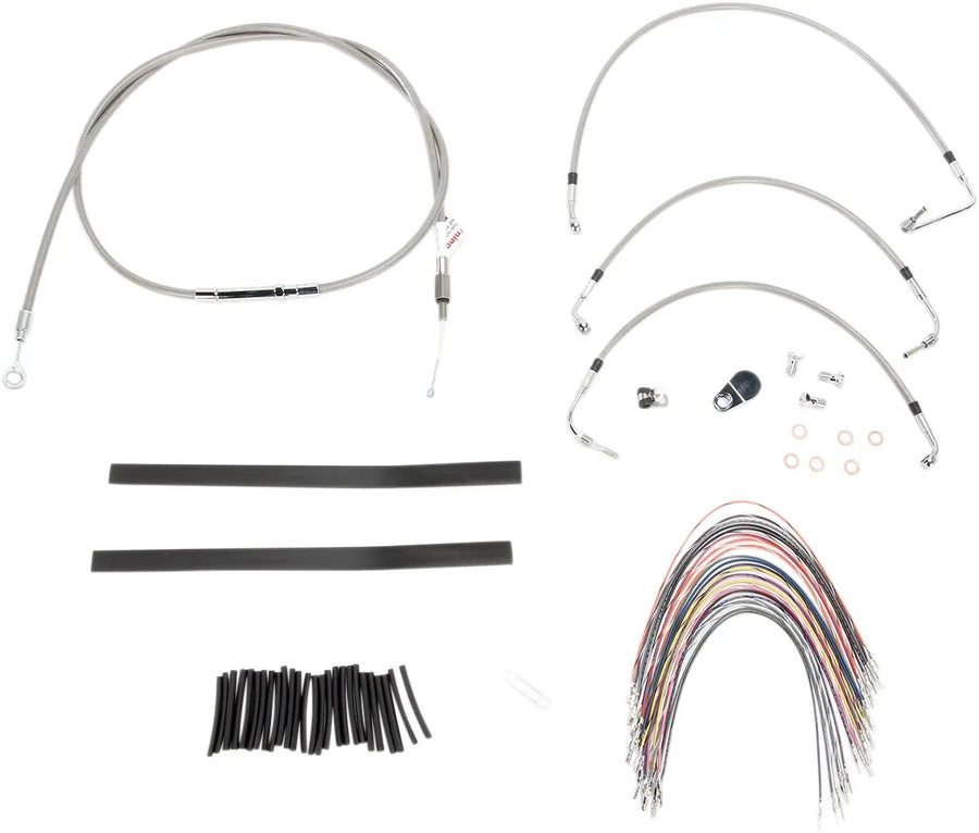 harley davidson flhtc [BURLY BRAND] - Kit complet de câbles de guidon/conduites de frein en acier inoxydable