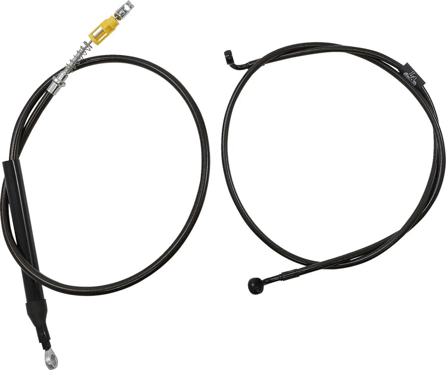 harley davidson flfb [LA CHOPPERS] - Kit complet de câbles de guidon/ligne de frein tressés minuit