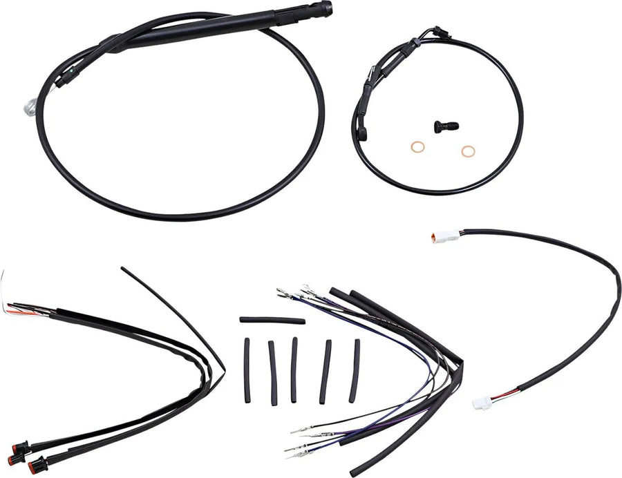 harley davidson softail street bob fxbb [BURLY BRAND] - Complete Black Vinyl Handlebar Cable/Line Kit for Ape Hangers