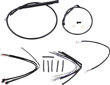 harley-davidson street bob [BURLY BRAND] - Complete Black Vinyl Handlebar Cable/Line Kit for Ape Hangers