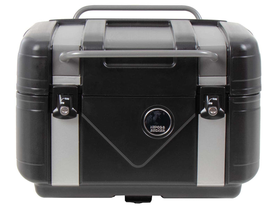 Topcase [Hepco & Becker] - Gobi Black Edition mit silbernen Inlays – für Topcaseträger