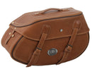 Motorradtasche [Hepco & Becker] - Leder Buffalo sandbraun links – Rohrpacktaschenhalter