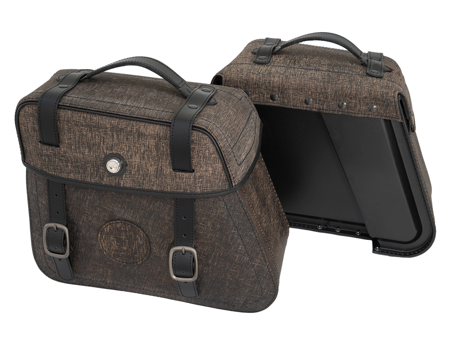 Motorradtasche [Hepco & Becker] - Ledertaschensatz Rugged Cutout 19 L inkl. Schnellverschluss - braun – Cutout