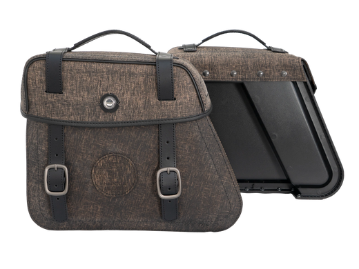 Motorcycle bag [Hepco & Becker] - leather bag set Rugged Cutout 19 L incl. quick release - cutout