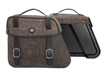 Sac moto [Hepco & Becker] - ensemble de sacs en cuir Rugged Cutout 19 L incl. dégagement rapide - marron - découpe