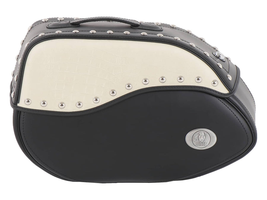 Motorradtasche [Hepco & Becker] - Leder Ivory links – Rohrpacktaschenhalter