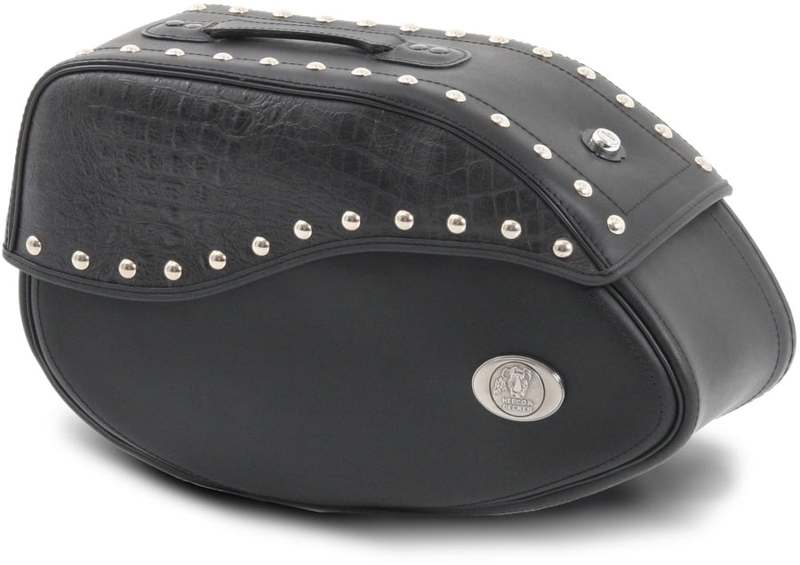 Motorradtasche [Hepco & Becker] - Leder Ivory schwarz links – Rohrpacktaschenhalter