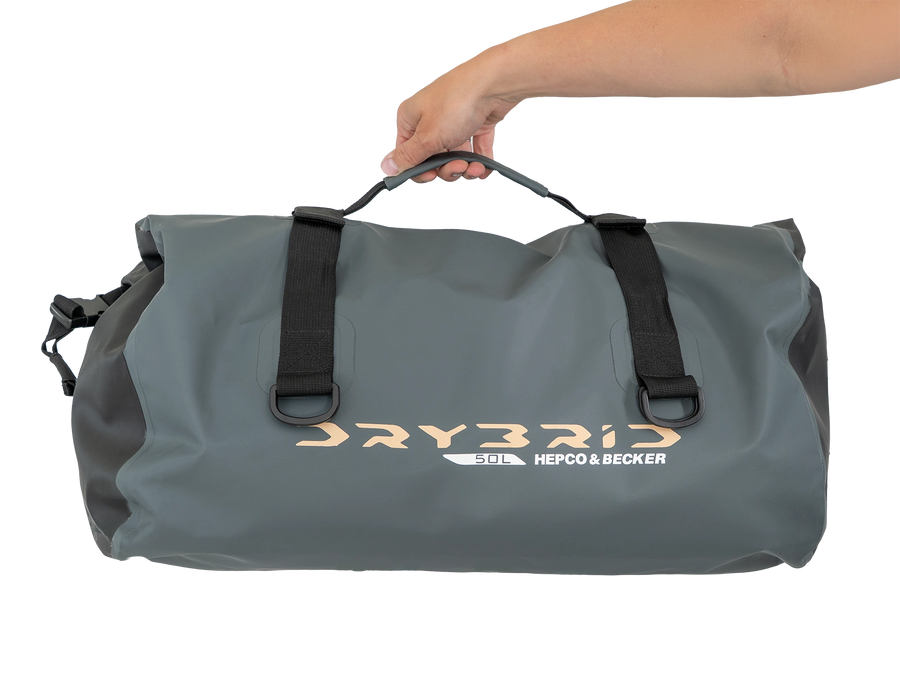 Motorradtasche [Hepco & Becker] - Drybrid Bag 50L Motorrad Gepäckrolle wasserdicht – Gurtbefestigung