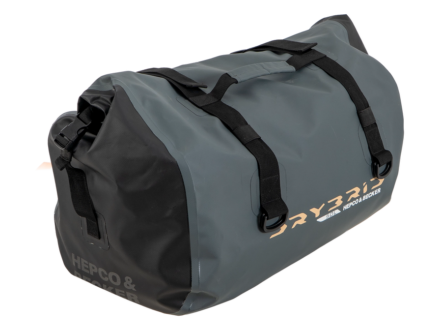 Motorradtasche [Hepco & Becker] - Drybrid Bag 50L Motorrad Gepäckrolle wasserdicht – Gurtbefestigung