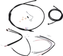Harley Davidson Flhrxs [BURLY BRAND] – Komplettes schwarzes Vinyl-Lenkerzug/-Leitungsset für Ape Hanger