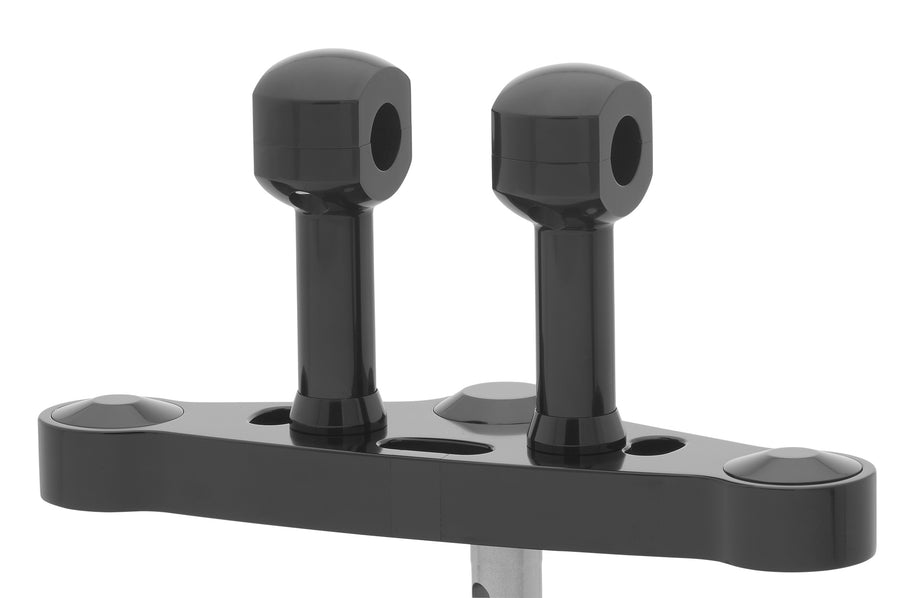 Alu-Riser für Lenker mit 25 - Alu-Riser für Lenker mit 25,4 mm (1′) Ø, 100 mm hoch, schwarz eloxiert. Mit 1/2″ UNC Gewinde.