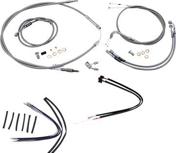 harley davidson fxsb [BURLY BRAND] - Kit complet de câbles de guidon/conduites de frein tressés en acier inoxydable