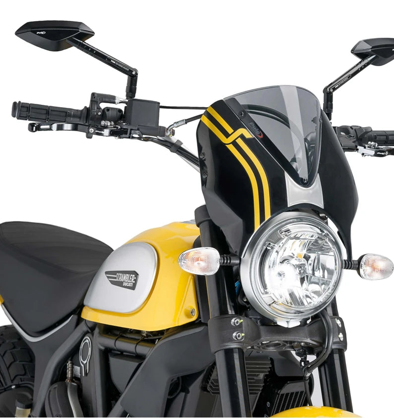 DUCATI SCRAMBLER 800 ICON DARK [2025] – RetroVision Windschild Visier – Schwarz