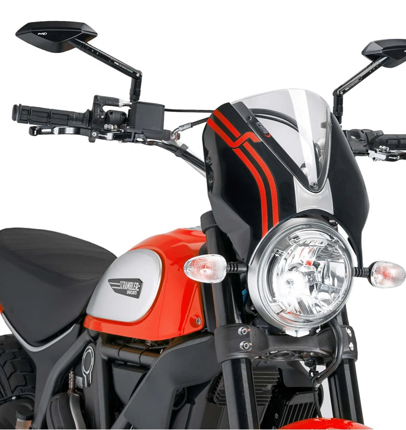 DUCATI SCRAMBLER 800 ICON DARK [2025] – RetroVision Windschild Visier – Schwarz