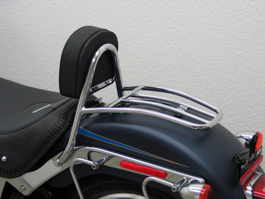Harley Davidson Softail (Twin Cam 96b) Fat Boy (FLSTF/FLSTFI) 2012-2017 [2012-2017] -Driver Sissy Bar con cuscini e portapacchi