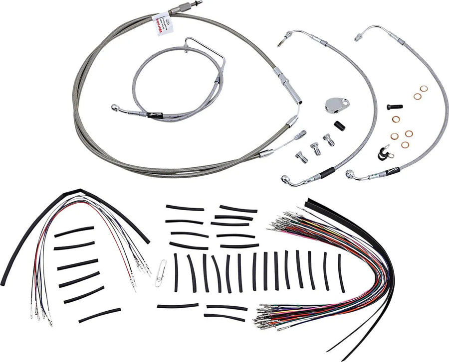 harley davidson flhtc [BURLY BRAND] - Kit complet de câbles de guidon/conduites de frein en acier inoxydable