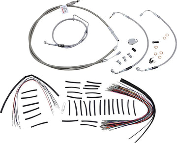 harley davidson flhtcu [BURLY BRAND] - Kit complet de câbles de guidon/conduites de frein en acier inoxydable