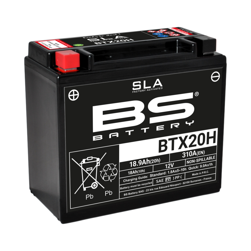 Harley Davidson Fxlr [BS BATTERY] - Batterie sans entretien SLA activée en usine - BTX20H