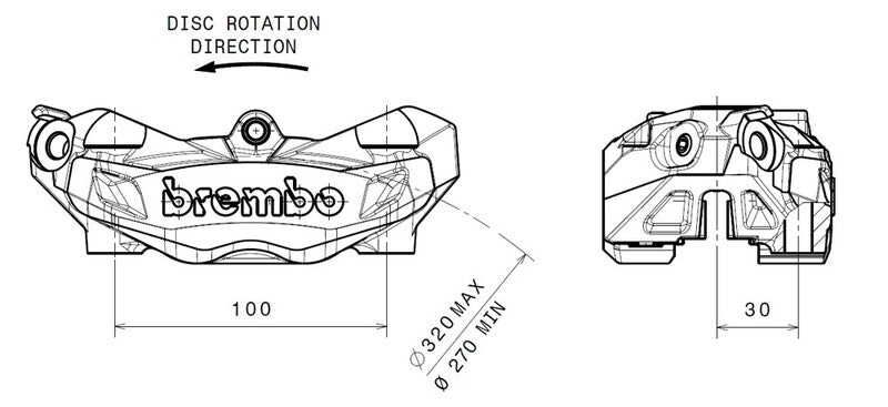 Ducati Hyperstrada 821 [BREMBO] - Etrier de frein avant gauche M4 titane Ø32mm