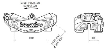 Triumph Speed ​​​​Twin 1200 [BREMBO] - Etrier de frein M4 avant gauche noir Ø32mm