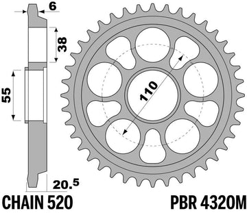Ducati Hypermotard 950 [PBR] - Kettenrad Aluminium verstärkt - 520