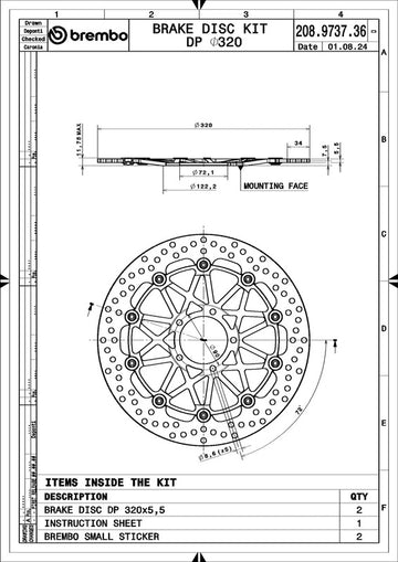 Ducati Hypermotard 939 [BREMBO RACING] - UPGRADE Supersport coppia dischi freno flottanti – 208973736 - 0