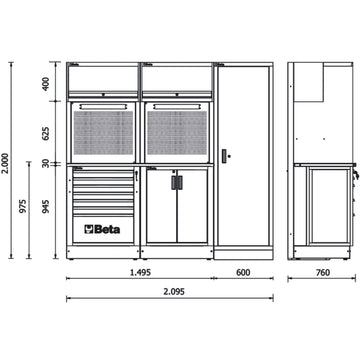 BETA TOOLS RSC50 2.0 combinazione di attrezzature da officina con 223 utensili