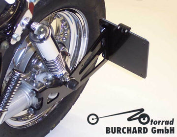 Yamaha Xv 750 Virago [BURCHARD EXCELLENCE] - Portatarga laterale con certificato di parti, Yamaha XV Virago, nero lucido